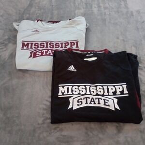 Adidas Mississippi State Shirt LOT OF 2 Mens S White Maroon Climalite FLAW READ